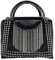 Julesmar Damen Nieten Tasche New York // Schwarz mit Nieten und Ketten, Kunstleder, Umhängetasche, Punk Rock Style