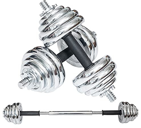 Jagpol 30kg Chrome Dumbbell Spinlock Set and Case Home York Fitness Gym Equipment pack2 Adjustable Dumbbell Perfect Hand Weights for Bodybuilding Weightlifting