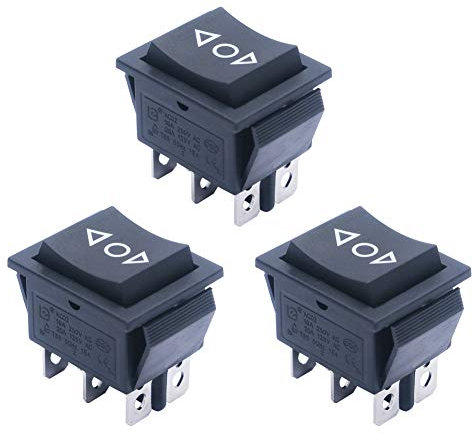 mxuteuk 3Stück DC 12V Verriegelung Wippschalter 6poliger Kippschalter Motor Polarität Umkehrschalter 10A 3Position 6Pins EIN/Aus/EIN DPDT-Wipptaster Motorpolumkehrsteuerung schalter KCD4-203-JT