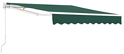 [en.casa] Tenda da Sole a Muro con Bracci Estensibili e Manovella 250 x 200 cm (LxP) Tettuccio Parasole con Protezione Raggi UV - Verde Scuro