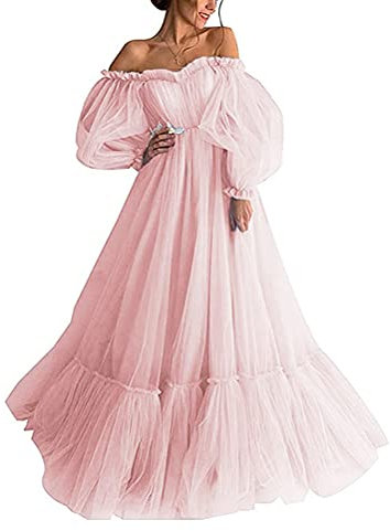 Minetom Femme Robe De Soirée Longue Manche Courte Grande Taille Soirée sans Dos Cocktail Robes À Bustier Bandage Noces Long Dress Rose M