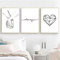 Trayosin 3-teiliges Premium Poster Set, Hand in Hand, Linie Liebe, Modern Schwarz Weiß Love Bilder Wandbilder Posterset für Wohnzimmer Schlafzimmer Deko, Ohne Rahmen (50x70cm)