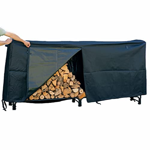Loywe Schutzhülle für Kaminholzregal Oxford-Gewebe Abdeckhaube Abdeckung Schutzhaube mit PVC-Unterlage Schwarz LWA1130