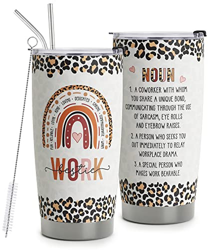 Work Bestie Gifts for Women - Stainless Steel Tumbler Cup 20oz for Work Best Friend - Bestfriend Birthday Gifts - Presents for Work Bestie