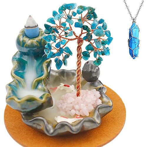 Räucherstäbchen Wasserfall Brenner, Kristallbaum Rückfluss Räucherstäbchenhalter, mit 30 Räucherkegeln, 30 Räucherstäbchen, Aromatherapie Angstlinderung Artikel, Mama Geschenke für Weihnachten