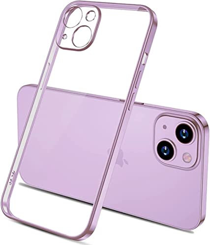 Mixroom - Cover Custodia per iPhone 14 Plus Bordi Piatti Protezione Fotocamera in Silicone TPU Placcatura Lilla