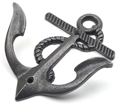 Oakcrafts Antique Cast Iron Anchor Design Double Coat Hook - 135mm High