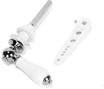 Ruimou Toilet Handle Flush Rod Replacement Kit Ceramic Pull Handle 18mm/0.7inch Hole for Most Toilet Tank Lids (Silver)