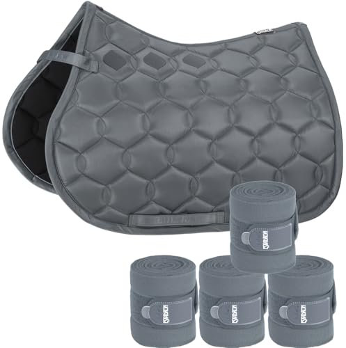 Produktbild Eskadron Set Schabracke Glossy Wave ashblue & Bandagen, Größe:Dressur (DL)