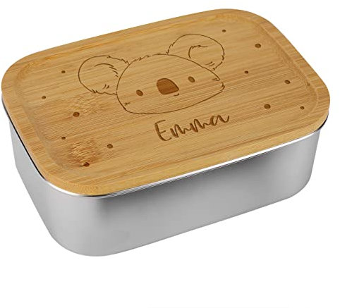 Striefchen® Edelstahl Brotdose für Kinder mit Wunschnamen / 1000 ml Koala