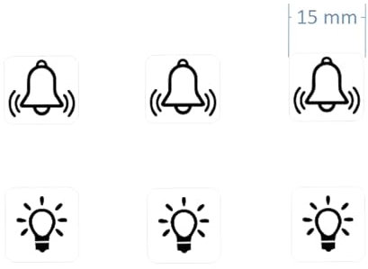 Schalter Aufkleber Set mit 3 x Glocken und 3 x Licht Symbol Aufkleber (RP14) (15 mm)