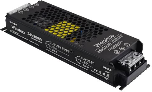LED Trafo 24V 200W 8.3A IP20 LED Transformator AC 220V auf DC 24 Volt Konstante Spannung Schlankes Netzteil für LED-Streifen und LED-Innenleuchten