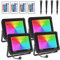 T-SUNUS RGB Strahler Outdoor 100W, RGB LED Strahler Außen mit Fernbedienung 16 Farben und 4 Modi, IP65 Wasserdicht Fluter für Party Halloween Bar Deko Weihnachten
