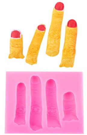 DUBENS 3D Scherz-Fake-Finger-Silikonform für DIY Gum Paste Form Bonbon Cupcake Kuchen Topper Dekoration Fondant Form Gelee Schüsse Halloween Schokolade,7.8x6.2x1cm