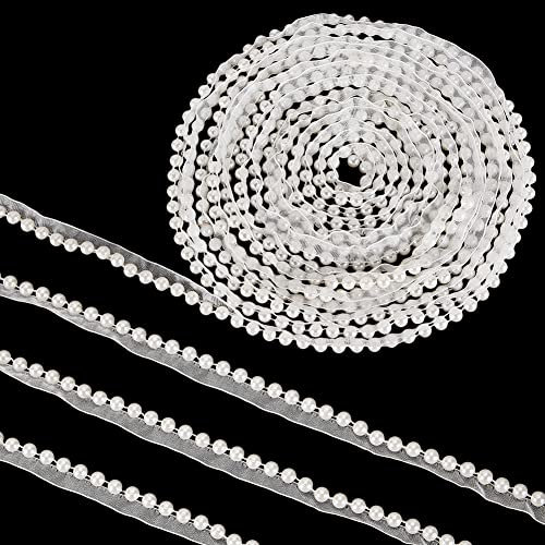 OLYCRAFT 10 Yards/9.2 M Perlenbesatz Spitzenband 14 mm Weißer Perlen Spitzenbesatz Perle Perlenbesatz Applikation Perlenfransen Für Brauthochzeitsdekorationen Sweeing Making DIY Dekoration