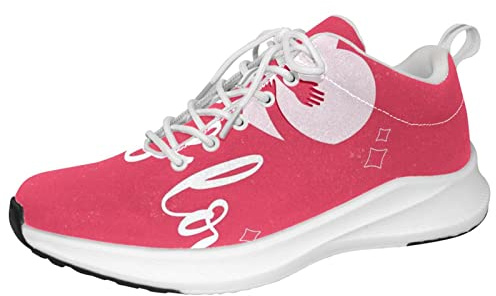 Baskets personnalisées pour homme, chaussures de marche légères et décontractées, baskets athlétiques et décontractées, cœur câlin fond rose, Multicolore, 37 1/3 EU