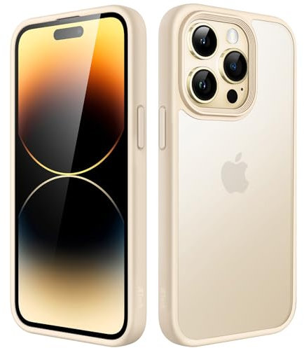 JETech Matte Case for iPhone 14 Pro 6.1-Inch, Shockproof Military Grade Drop Protection, Frosted Translucent Back Phone Cover, Anti-Fingerprint (Light Gold)