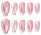 Sun&Beam Nails Handmade Press-on Medium Long Almond Fuchsia Pink Cat Eye Design Charming False Nail Tips 10 Pcs (#124 S)