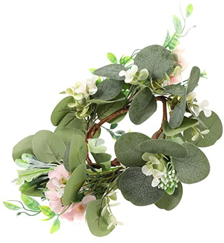 HOMSFOU Künstliche Kerzengirlande Hochzeitsdekoration Hochzeitskerze Kerzenringe Für Stabkerzen Blumen Esstisch Deko Hochzeitsgirlande Kerzenring Eukalyptus Pflanze Sport Empfindlich