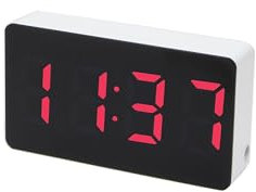 Caliber Digital Wecker - Kompakter Alarmwecker für Kinder, Erwachsene und Reisen - Dreifacher Alarmfunktion - Weiß, Rot - Automatisch dimmbare Anzeige