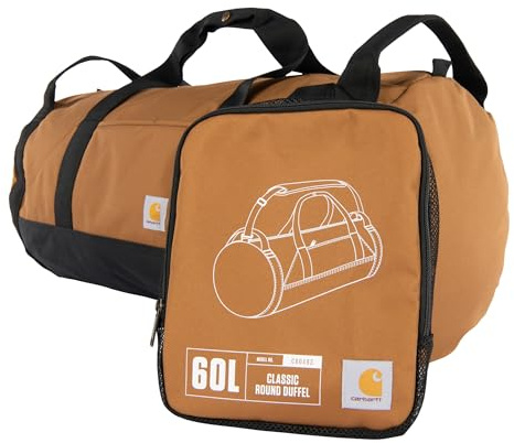 Carhartt Klassische runde Reisetasche mit Mehrzwecktasche, strapazierfähig, wasserabweisend, verstaubar, für Baustelle, Fitnessstudio und Reisen