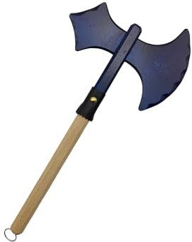 Ascia vichinga in legno - ascia per giochi di ruolo - ascia finta - costume carnevale - giochi medievali CM 40 (BLU)