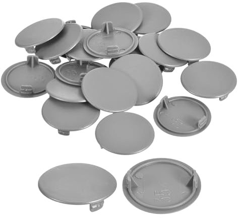QUARKZMAN 20Pcs Couvre-Trous de Charnière, 35mm(1 3/8) de Diamètre en Plastique Couvercle de Trou Dissimulé, Capuchons Ronds de Type Affleurant pour Armoire à Meubles, Gris