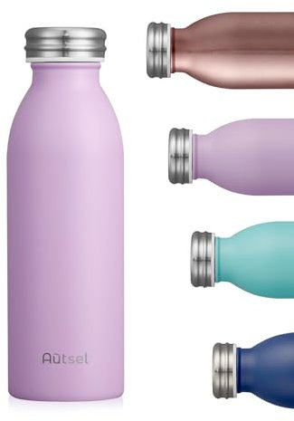 Autsel Borraccia Termica 500ml Bottiglia Termica Isolamento Sottovuoto a Doppia Parete Bottiglia in Acciaio Inox Senza BPA per Scuola, Campeggio, Yoga, Ciclismo