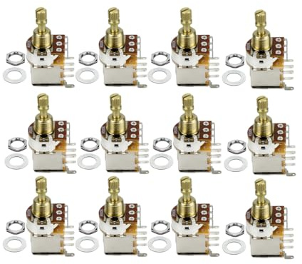 FLEOR 12PCS A500K Push Push Bounce Schalter Potentiometer Audio Taper Poti Kurzer geteilter Kupferschaft für E-Gitarre Bass Lautstärke/Tonregler