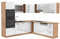 Vicco Eckküche R-Line, Weiß Hochglanz/Goldkraft Eiche, 237 x 247 cm, AP Marmor