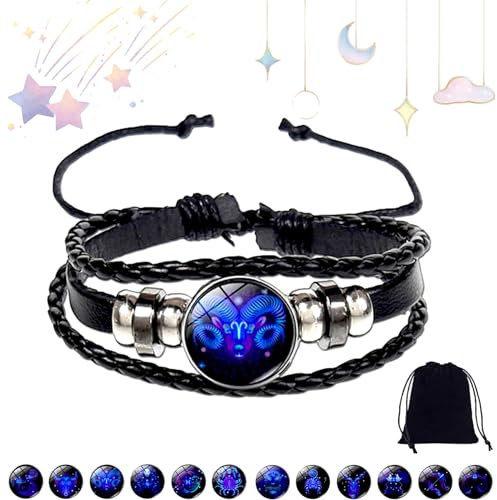 HOPASRISEE Gleym Bracelet, Gleym Manifestation Bracelet, Spirilet Bracelet, Zodiac Constellation Universe Spirit Bracelet (Aries)