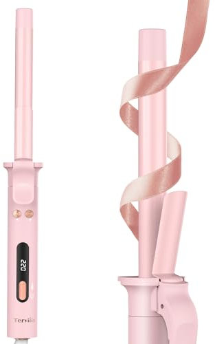 Revolutionärer Automatischer Rotierender Lockenstab, LONG Barrel Professioneller Lockenstab für kleine Locken, 19MM Keramiktrommel mit Arganöl und Keratin, 9 Heizstufen, Rosa