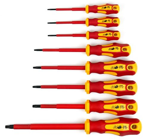 INGDAUM® VDE Tournevis Torx pour vis Torx T8, T9, T10, T15, T20, T25, T30 et T40, individuellement et en kit, isolé contre 1000 V (T8, T9, T10, T15, T20, T25, T30 & T40)