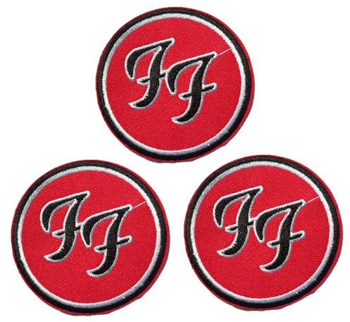 Yerchic Foo Music Fighters Aufnäher zum Aufbügeln oder Aufnähen, bestickt, für Jacken, Hemden, Jeans, Rucksack, Nähen, Dekorationen, Basteln, 8,9 cm (3 Stück)
