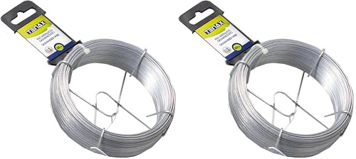 Tenax Hilo Metálico Galvanizado Plata, Longitud 80 m, Diámetro 1 mm (Paquete de 2)