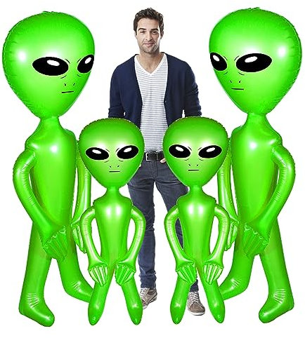 4pcs aufblasbare außerirdische Halloween aufblasbare Outdoor -Dekoration in die Luft von Alien Balloons PVC Alien Blatabletoy Lustige Alien Halloween Dekorationen für Gartengarten Urlaub Dekoration