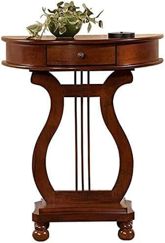 Halbrunder Konsolentisch aus Holz, Beistelltisch mit rechteckiger Basis, moderner Halbrunder Tisch, Halbrunder Flur-Wandtisch, Beistelltisch. HNO-Tisch für kleine Räume, Cherry
