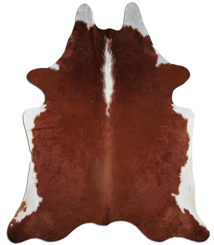 Livorio Premium Kuhfell Teppich - braun weiß - Hereford | Echtes Naturfell aus Südamerika, zufälliges Einzelstück, Maße variieren zwischen 165-285 x 150-250 cm