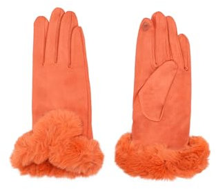 QUEEN HELENA G03 G03 Winterhandschuhe, warm, aus weichem Wildleder, elegant, für Damen, Orange, Einheitsgröße