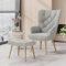 Aivermeil Sessel Wohnzimmer Einzelsofa Loungesessel modern Relaxsessel mit Hocker,Gold Metallfüßen, Samt, für Wohnzimmer Schlafzimmer, Bis 150 KG Gray