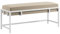 BETTSO - Elegante Sitzbank LAMO - Polsterbank mit Metalbeinen - Moderner Bettbank - Garderobenbank - Sitzhocker Wohnzimmer, Schlafzimmer, Flur - Metalfarbe Weiß - Stofffarbe Dunkelbeige - 100x35x45cm