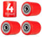 4 Stück Lastrolle Polyurethan (PU) rot 80x70 mm Achse 20mm Laufrolle Rad Hubwagen Rollen inkl. Kugellager Gabelhubwagenrolle Hubwagenrollen