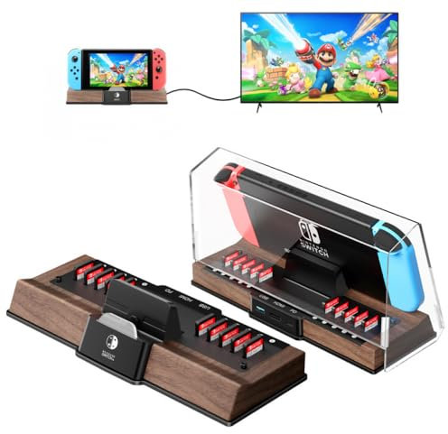 Multi-Function Dock for Nintendo Switch OLED - 4K UHD HDMI, USB 3.0, Type-C PD Fast Charging, Portable Compact Design (Dark Brown)