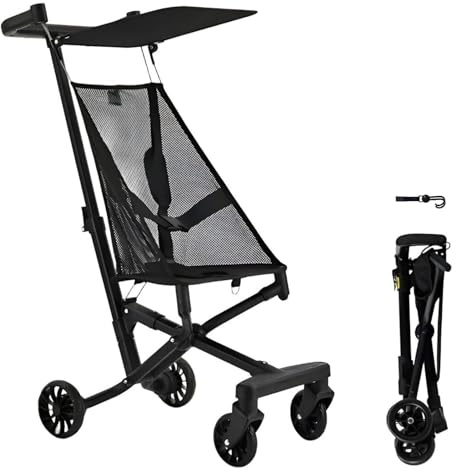 Opaeroo Leichtester Kinderwagen 2.8kg Einhand-Faltung in 1 Sekunde Kompakt für Flugzeug 0-6 Jahre Fluggepäcktauglich Verstellbarer Sonnenschutz Korb black2