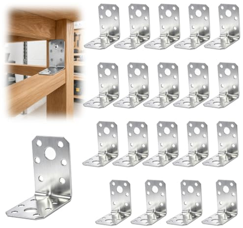 20 angoli per carichi pesanti in acciaio inox zincato, connettore angolare 50 x 50 x 35 x 1,8 mm, angolo in metallo a 90 gradi, angolo di fissaggio e riparazione
