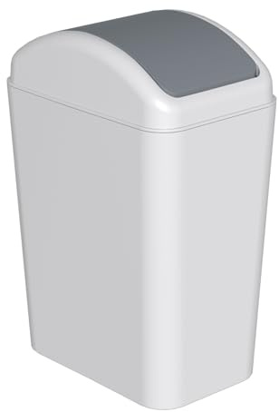 Neadas 20 L Plastic Swing Top Garbage Bin, Plastic Trash Can with Lid, Gray