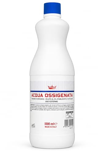 Acqua Ossigenata disinfettante 3% 10 Volumi con tappo di sicurezza per bambini (1 litro) Made in Italy