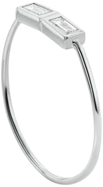 Ring Frauen, Ring Damen Zeigefinger Schmal mit Moissanit 18K Weißgold Größe 50 (15.9)