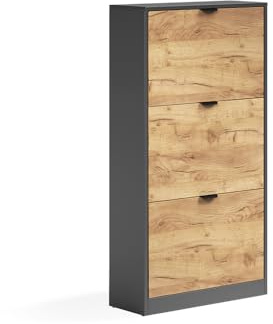 Vicco Schuhkipper Gizmo, Goldkraft Eiche/Anthrazit, 59 x 112 cm | mit 3 Fächern