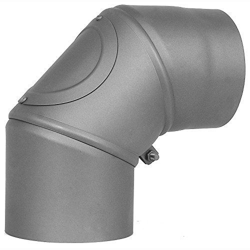 Bogen im 90° Winkel DREHBAR mit Reinigungsöffnung Ø 120 mm Grau Ofenrohr